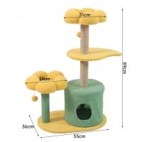 Cature,Torre Rascador para Gatos con Diseño de Flor, Casa y Plataformas, Verde y Amarillo, 55*36*89CM - details 7