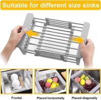 Rack De Secado De Platos Expansible Gris Con Brazos Ajustables Soporte Para Verduras Frutas Y Pasta En Cocina - details 6