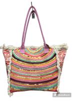 MEJORADA Bolso de playa o piscina grande con estampados del estilo original con fleco de borla blanco de algodon,tamaño 55*37*19CM.contiene bolsillos interior y forros.tejido 100% poliéster - details 0