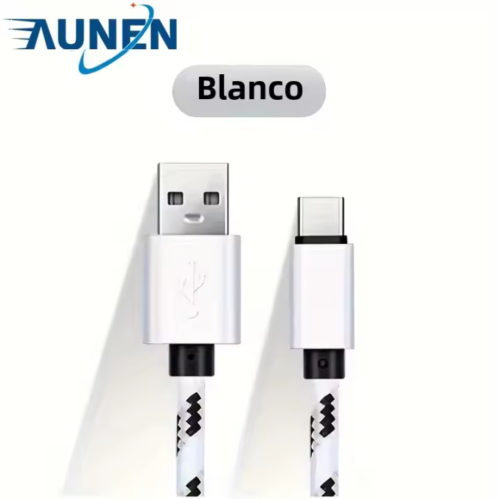 Cable De Carga Y Datos USB Tipo C Super Largo Para Samsung Xiaomi Vivo OPPO Redmi Acabado Metálico Compatible Con Smartphones - 1