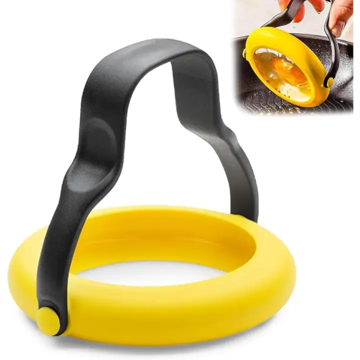 Anillas de huevo Amarillos para freir, Huevo Frito, anillos para freir, Molde Redondo de silicona antiadherente resistant al Calor para panqueques para huevo Mcmuffin Crumpets, accesorios de utensilios de cocina - 1