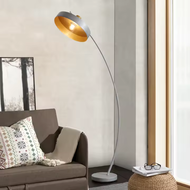 Lámpara de pie Stafford moderna 1x E27 60 W metal 159 x 75 x 35 cm - Gris [lux.pro] - 1