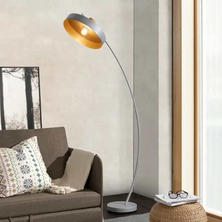 Lámpara de pie Stafford moderna 1x E27 60 W metal 159 x 75 x 35 cm - Gris [lux.pro] - 1