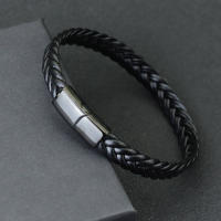 Nuevo Pulsera De Cuero Para Hombre Con Acero Inoxidable Sin Desvanecimiento Pulsera De Surf Cable Regalo Para Marido Bijoux Homme Joias - details 1