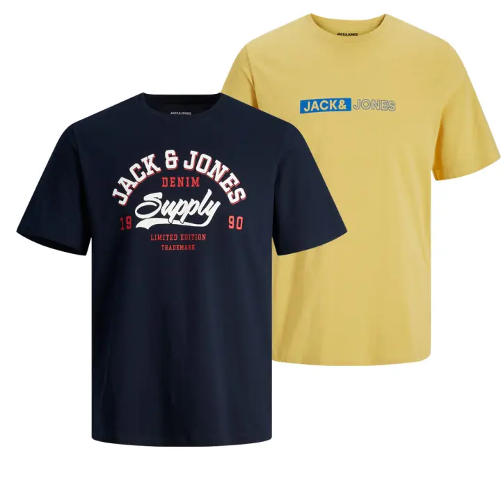 Jack & Jones Hombre Pack 2 Camisetas De Manga Corta Serie JJELOGO Estampado Moda Casual Informal Muy Suave Primavera Verano - 1