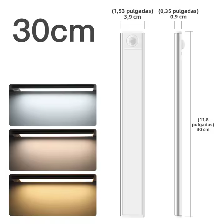 Luz De Sensor De Movimiento LED Wireless Recargable Para Armario Escalera Iluminación De Cocina Tipo C Luz Noturna Para Gabinete - 1