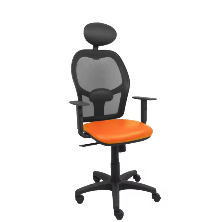 Silla Ergonómica Piqueras Y Crespo con Malla Transpirable y Asiento de Similpiel Naranja - 1