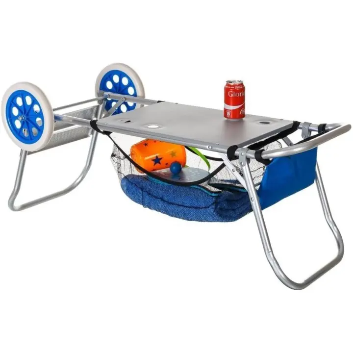 Carro portasillas Playa, Carro Plegable para la Playa. Se transforma en Mesa, Carro portasillas Playa, Carro Mesa Playa Verano, Carrito de Playa con Ruedas，Carro portasillas Playa, Carro Plegable para la Playa. Se transforma en Mesa - 1