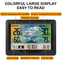 Multifunctional Wireless Weather Station Forecaster Indoor Outdoor Thermometer Hygrometer with Sensor Color Screen Alarm Clock - details 10