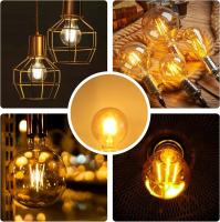 Bombilla LED vintage gold G80 8w, bombilla de filamento carcasa dorada E27 de 800lm, bombilla de estilo vintage decorativo, luz calida 2200K, Don Feliz - details 1