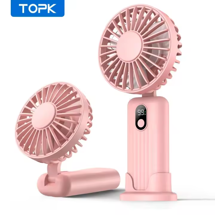 TOPK-Mini-ventilador de Mano para habitación, ventilador de escritorio USB, Personal, recargable, portátil, de refrigeración, plegable, Eléctrico, 5000mAh - 1