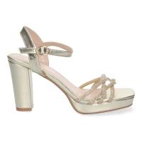 PuntoSalao Sandalias doradas de tacón cómodo para fiesta pala brillante mujer WXL772 las sandalias de tacón doradas - details 0