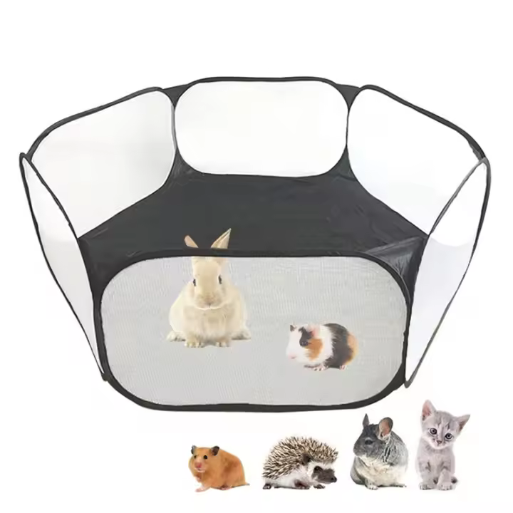Caja Pequeña Para Mascotas Portátil Translúcida Para Erizo Jaula De Juego Para Perro Hamster Conejo Guineapig Plegable Y Abierta Fondo De Jardín - 1
