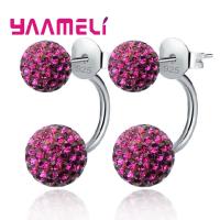 Pendientes De Estilo Disco Con Cristales CZ Austriacos En Plata De Ley 925 Para Mujer 11 Colores Disponibles Joyería De Tendencia - details 4