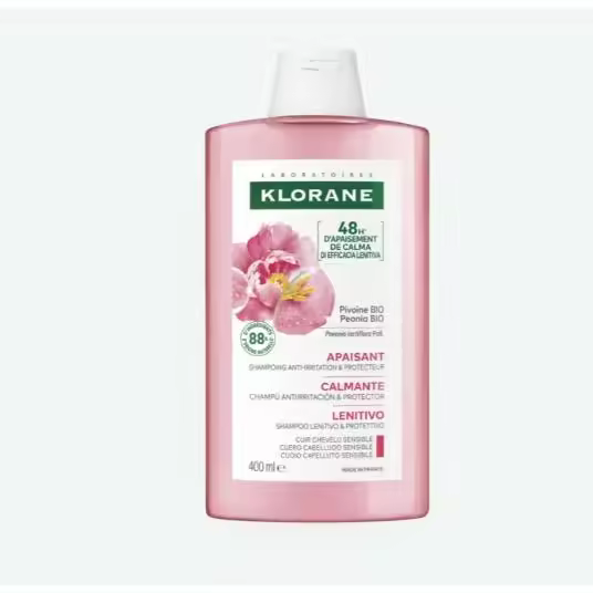Klorane Champú Peonía 400ml - Antiirritación y protector Cuero Cabelludo Sensible - 1