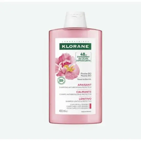 Klorane Champú Peonía 400ml - Antiirritación y protector Cuero Cabelludo Sensible - 1