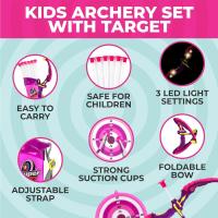 Juego De Tiro Para Niños Con Flechas LED Flash Pink Y Arco Con Almacenamiento En Quiver Cuerda De Caña De Pescar Para Niños Y Niñas - details 4