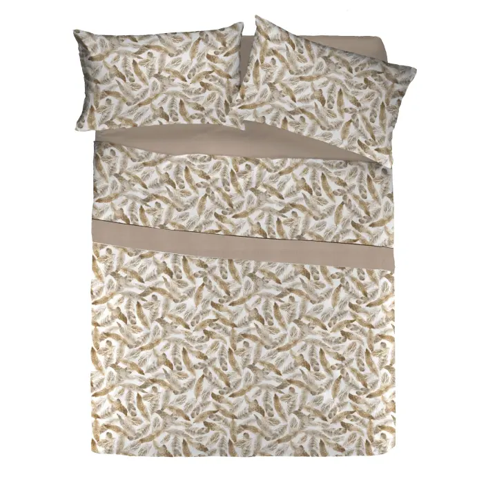 D'A GAMA HOME COLLECTION S.L. Juego de Sábanas Da Gama Home Harmony con Estampado de Plumas y Colores Naturales - 1
