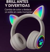 Auriculares Bluetooth para Niños con Luz LED Auriculares de Diadema Orejas de Gato tablet movil Inalámbricos Plegables Micrófono Integrado Sonido Estéreo Regalo para Niñas Niños Cumpleaños Navidad - details 2