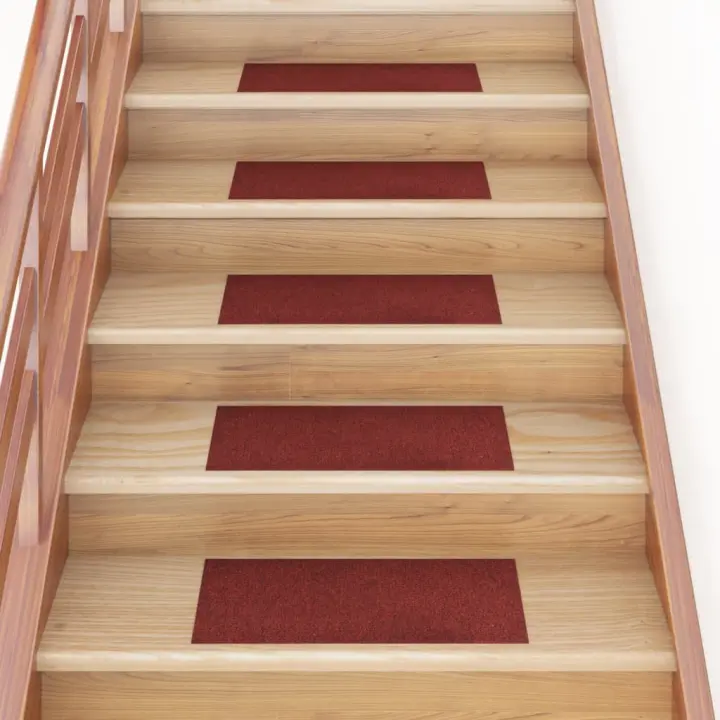 vidaXL Alfombrilla autoadhesiva escalera 15 uds rojo 60x25 cm - 1