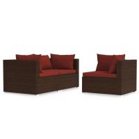 vidaXL Set de muebles de jardín 3 pzas y cojines ratán sintético Negro y crema, Marrón y crema, Gris y antracita Conjunto Terraza Muebles Jardín Exterior Juego de Muebles de jardín Mueble Jardín Exterior Muebles de Salon Exterior - details 5