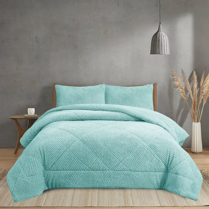 NOVOTEXTIL Edredón de Invierno Sherpa Extra Grueso 560gr/m² Modelo Premium Cálido Suave Sedalina Fibra Hueca Siliconada Borreguito Interior Coralina Exterior Tacto Aterciopelado Inclue 1 o 2 Fundas de Cojín 50x70 cm Ropa de - 1