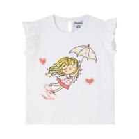 Newness - Camiseta Manga Corta Bebé Niña Estampado Paraguas Volando - Blanco - details 0