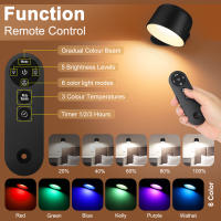 Luz De Pared Remotamente Controlada RGB Cambiante Y Dimmable Luz Nocturna Para El Dormitorio Con Rotación De 360 Grados - details 3