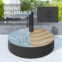 Outsunny Base para Sombrilla Redonda Soporte para Parasol Pie para Sombrilla Rellenable con Agua 25L o Arena 30kg para Jardín Terraza Negro - details 1