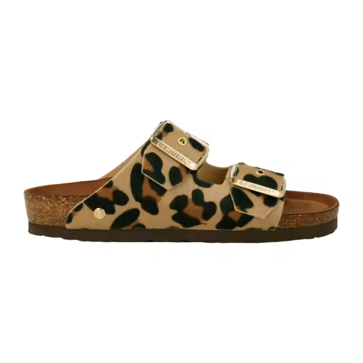 Sandalias Estampadas Genuins Honolulu Print Leopardo Camel Ajustables con Hebillas - 1