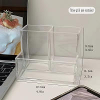 Estuche De Almacenamiento Para Escritorio Con Tres Compartimentos De Acrílico Transparente 1 Pieza Renovación De Mesa Estudiante - details 1