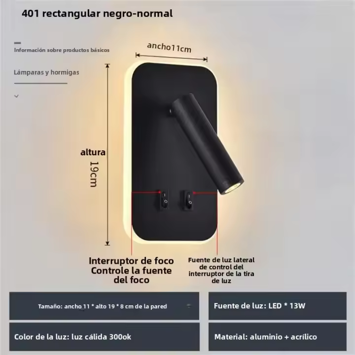 Lámpara De Lectura Nórdica Minimalista Con Puerto USB Y Ángulo Ajustable Para Dormitorio Y Hotel Decoración De Pared Con Luz LED Duradera - 1