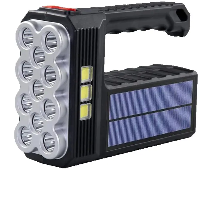 Linterna Multifuncional con Panel Solar y Puerto de Carga USB, Foco Multifuncional, Adecuado para el Hogar, Al aire Libre, Acampar, Senderismo Viajes, 11 LED Frontal, COB Lateral y Panel Solar, Con Plástico ABs ,Durabilidad, Ligero y Resistente - 1