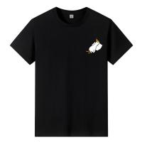 Camiseta De Verano Para Hombres Talla Grande 100% Algodón Estilo Coreano Camiseta Deportiva De Anime Corta Color Negro Ropa Casual - details 2