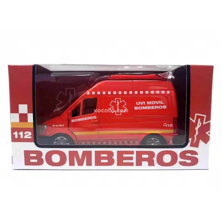 Furgoneta bomberos UVI Metálico - Maqueta de vehíclo en miniatura, metálico, puertas abatibles - Escala 1:35 - xocoto - 1