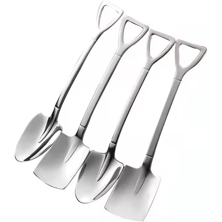 4 Pcs Stainless Steel Shovel Shape Spoon Pointed Spoon Coffee Tea Sugar Stirring Spoon Cake Dessert Spoon for Party - 1