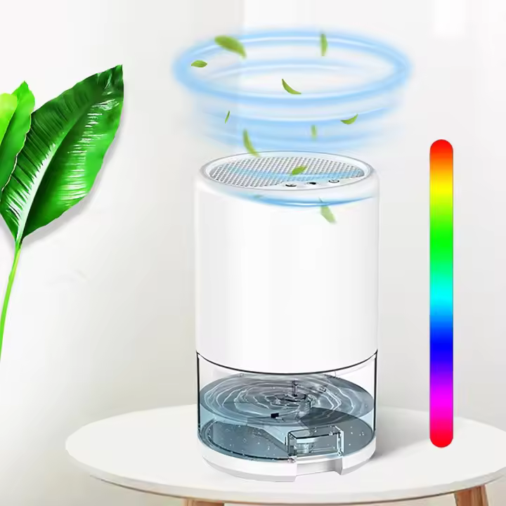 Deshumidificador para Dormitorio BañO con Modo Apagado y SuspensióN Auto y 7 Colores Ligera Led, Tranquilo Deshumidificadores PequeñOs para El Armario HabitacióN del Hogar RV,White - 1