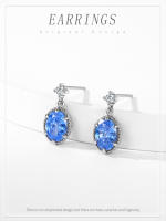 Zenyth-Pendientes Pequeños y frescos de Plata S925 with form de Lágrima del océano, with circonitas ovaladas de color Azul Claro, joyería versátil para las orejas de Nicho para Mujer. - details 0