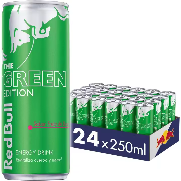 Caja de Red Bull Verde Fruta del Dragón Bebida Energética - 24 unidades de 250ml - 1