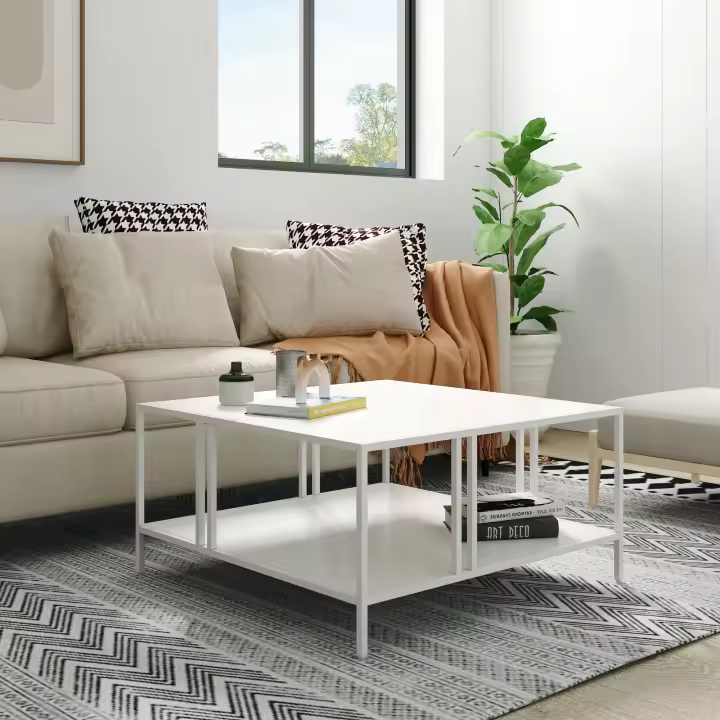 Mesa de centro Kumlinge cuadrada 40x80x80 cm - Blanco [en.casa] - 1