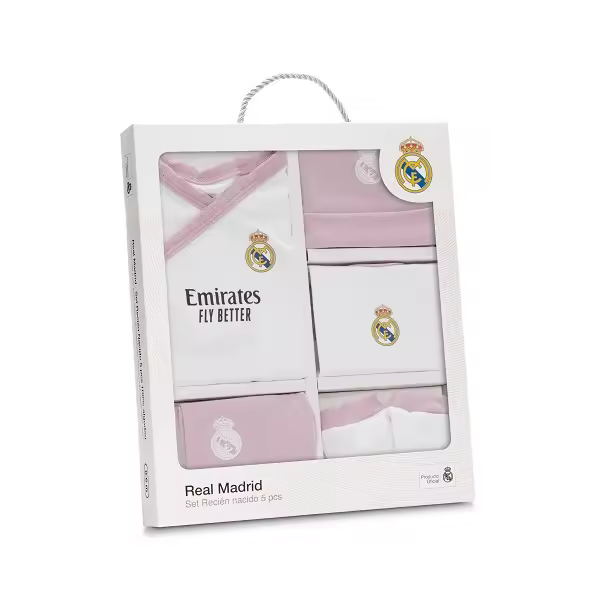 Set regalo primera puesta bebé 5 piezas Real Madrid 100% Algodón RMSET010-Interbaby - 1