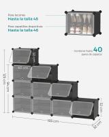 Zapatero modular con 10 compartimentos, mueble de plástico versátil con puertas, estructura de acero, cubos de 30x40x30 cm - details 15