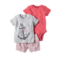 Nueva ropa infantil de verano para niños, bebés y niños pequeños, pantalones cortos de manga corta, camisetas, trajes de tres piezas. - details 47