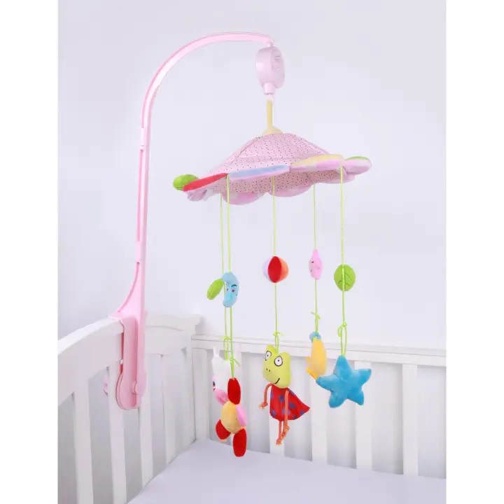 Campana de cama de rana para bebé con caja de música giratoria, campana de cama, juguete de peluche para bebé, cama colgante - 1