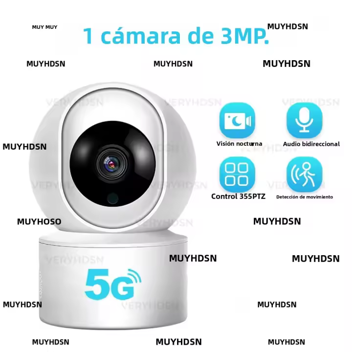 Cámara IP De Vigilancia Interior 5MP 5G WiFi Con Visión Nocturna Y Seguimiento Automático AI Monitor De Bebé Seguridad Sin Cable - 1