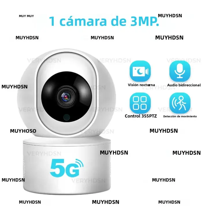 Cámara IP De Vigilancia Interior 5MP 5G WiFi Con Visión Nocturna Y Seguimiento Automático AI Monitor De Bebé Seguridad Sin Cable - 1