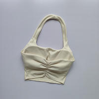 Sujetador Deportivo De Verano Para Mujer Con Padded Y Cuello Colgante Estilo Elegante Y Lujo Ligero Diseño Único De Pliegues En La Espalda - details 4