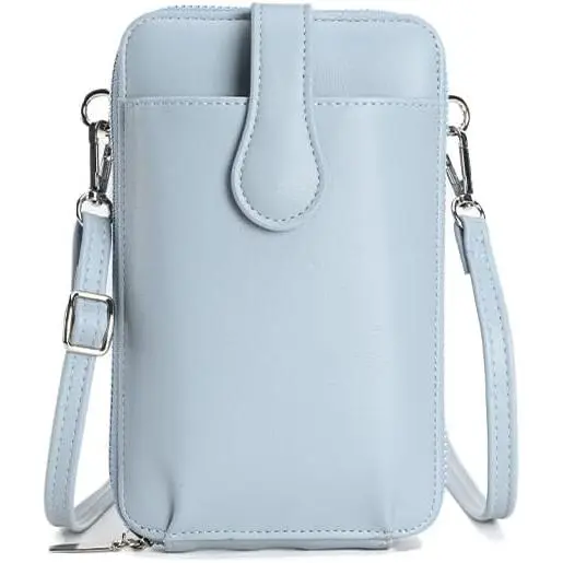 Bolsos bandolera Pequeños para Mujer, Cartera de Piel óptica para teléfono, monederos Pequeños para Mujer, Monedero para Celular, Azul - 1