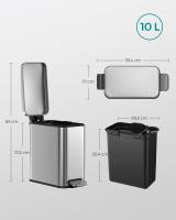 Cubo de Basura de 10 litros para Baño con Pedal - Compacto para Espacios Pequeños, Cierre Suave, Acero Inoxidable, Disponible en Blanco, Negro y Plata - details 20