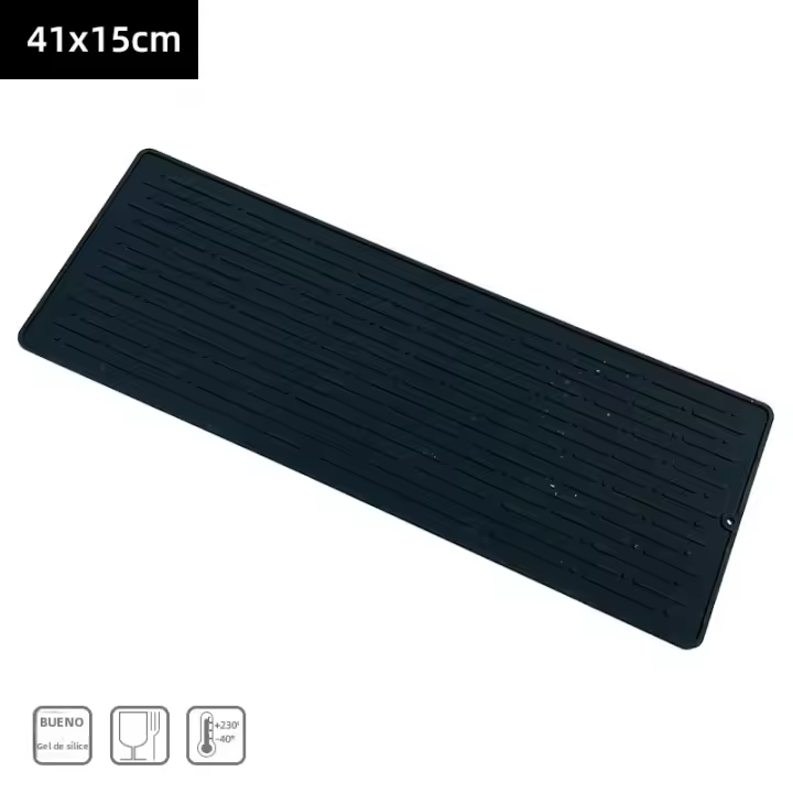 Alfombrilla De Secado De Platos De Silicona 41x15cm Grande Para Encimera Alfombrilla De Drenaje Para Platos Y Trivet De Silicona Moderno Y Ecológico - 1